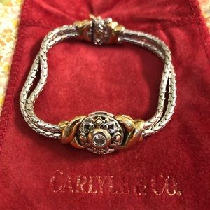 Silver and Gold plated solitaire (CZ) bracelet 7in
